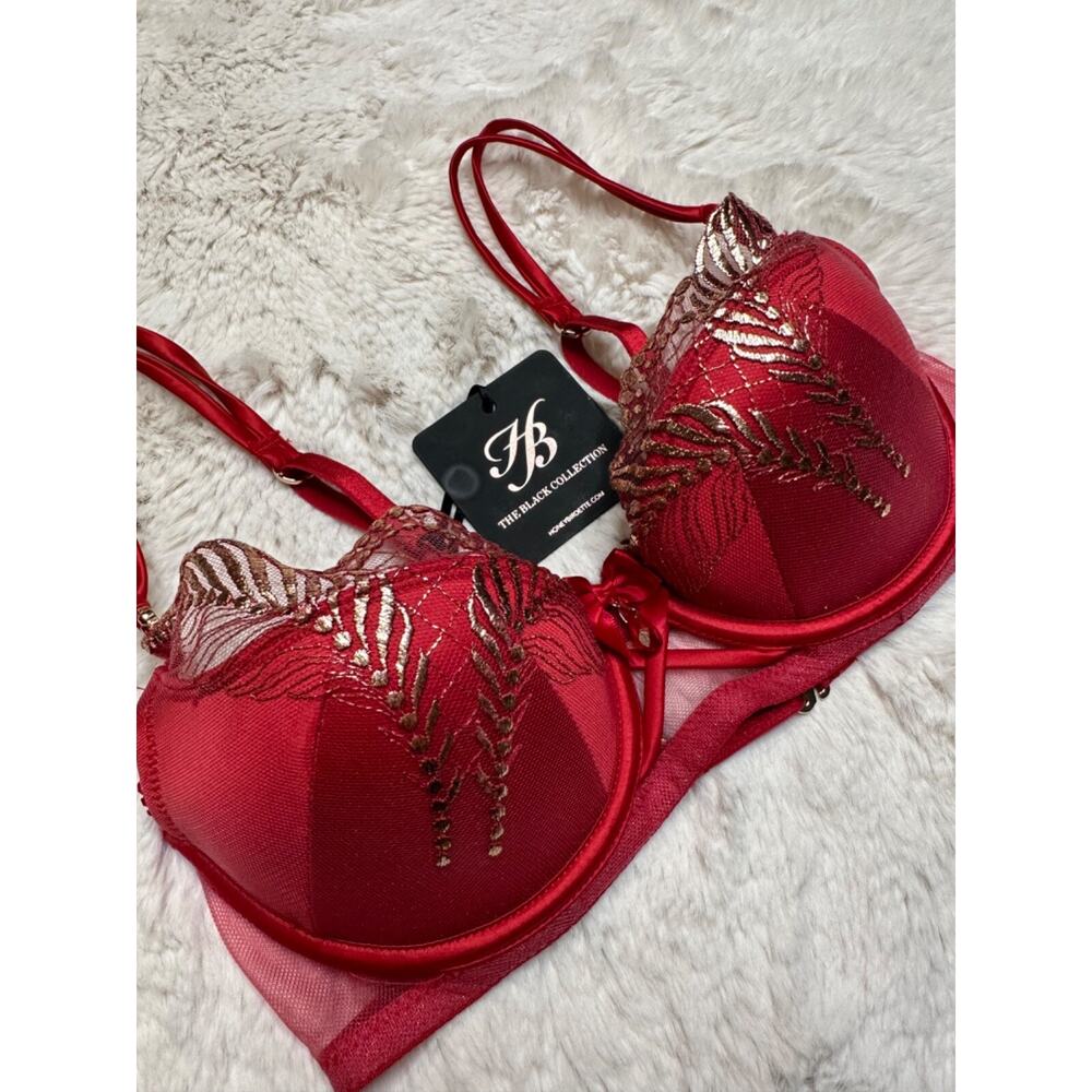Honey Birdette PRINCE❤️ Red & Gold Bra 32D - Picture 3 of 4